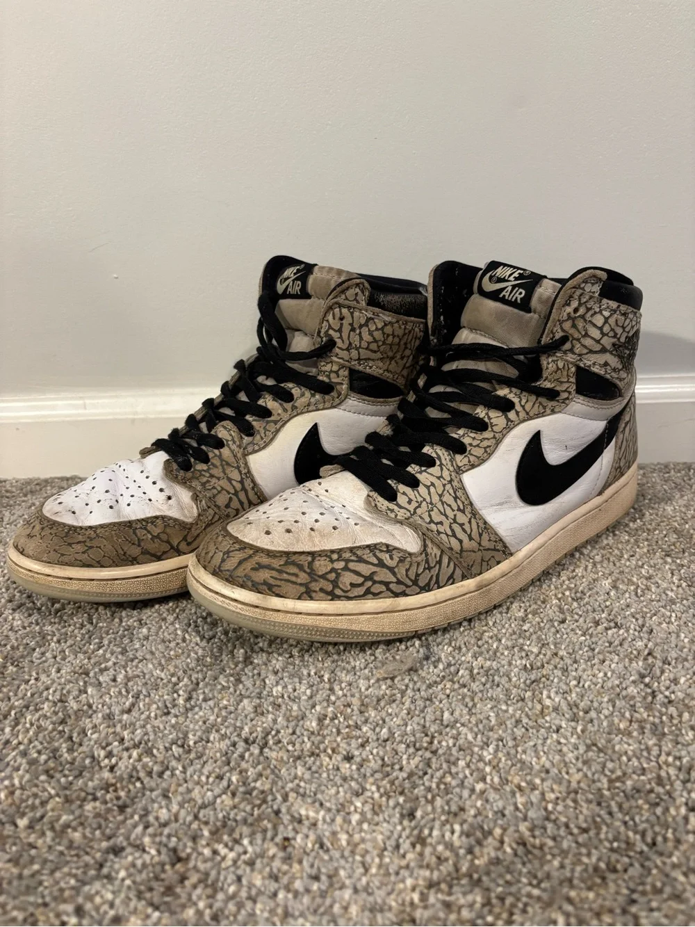 Nike Air Jordan 1 Retro OG High White Cement Men’s Sz 10 Used Black White Gray